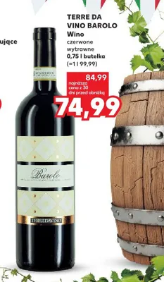 Wino czerwone wytrawne Terre Da Vino Barolo promocja w Kaufland