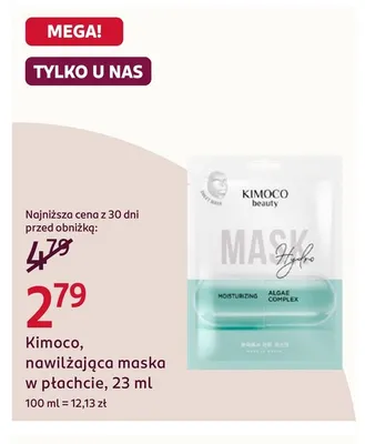 Nawilżająca maska w płachcie Kimoco promocja w Rossmann