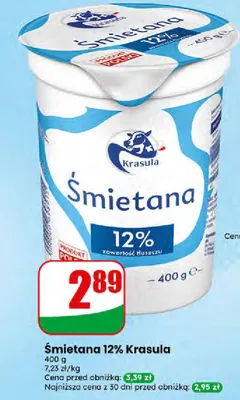 Śmietana 12% Krasula promocja w Dino
