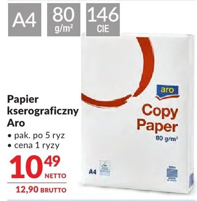 Papier kserograficzny Aro Copy Paper A4 80g/m² promocja w Makro