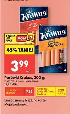 Parówki z szynki Krakus promocja w Biedronka