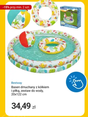 Basen dmuchany z kółkiem i piłką Bestway 20x122 cm promocja w Smyk