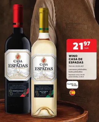 Wino czerwone półsłodkie Casa De Espadas promocja w Stokrotka