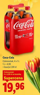 Napój gazowany Coca-Cola, 4x1 l promocja w Lidl