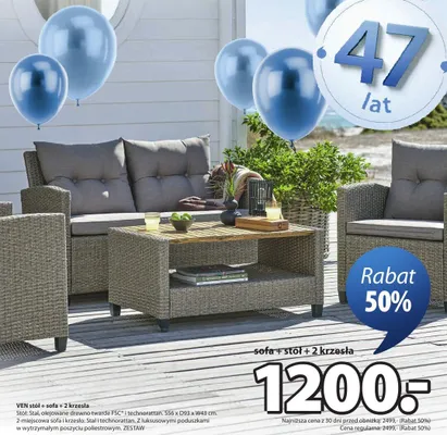 Zestaw mebli ogrodowych VEN sofa + stół + 2 krzesła promocja w Jysk