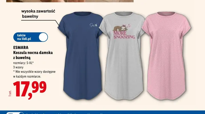 Koszula nocna damska z bawełną ESMARA promocja w Lidl