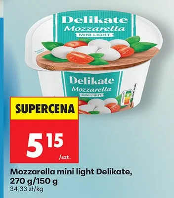 Mozzarella mini light Delikate promocja w Biedronka