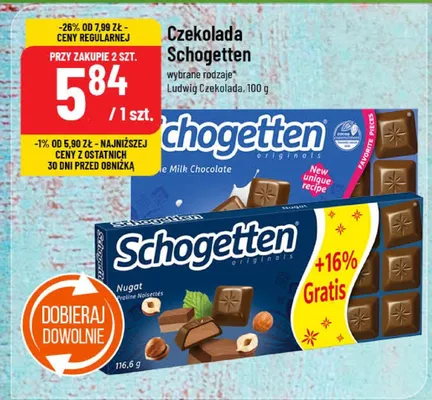 Czekolada Schogetten wybrane rodzaje promocja w POLOmarket