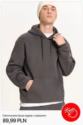 Ciemnoszara bluza regular z kapturem Cropp promocja w Cropp