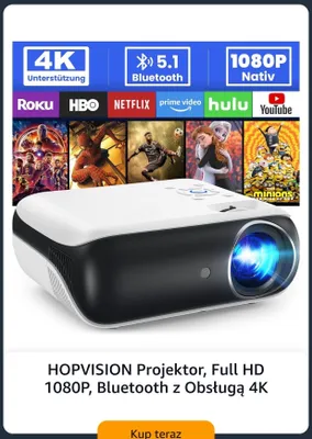 Projektor HOPVISION Full HD 1080P promocja w Amazon
