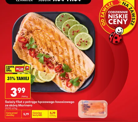 Filet z pstrąga tęczowego łososiowego ze skórą promocja w Biedronka