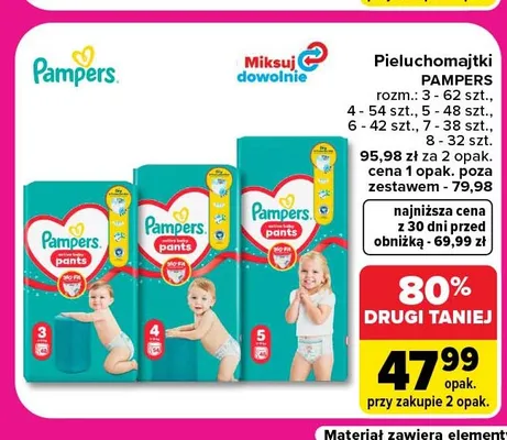 Pieluchomajtki Pampers Pants rozmiar 5 promocja w Carrefour