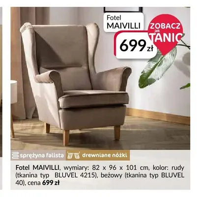 Fotel MAIVILLI beżowy promocja w Salony Agata