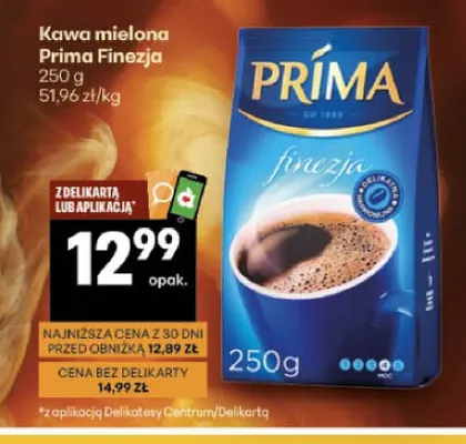 Kawa mielona Prima Finezja promocja w Delikatesy Centrum