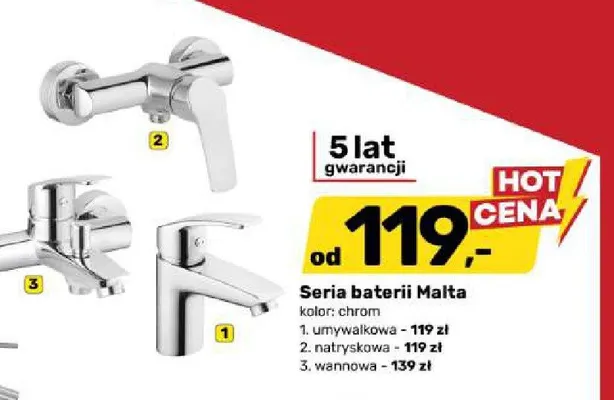Bateria natryskowa Malta promocja w Bricomarche