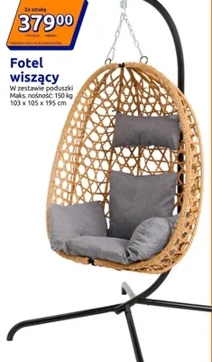 Fotel wiszący w zestawie poduszki promocja w Action
