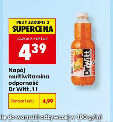 Napój multiwitamina odporność Dr Witt promocja w Biedronka