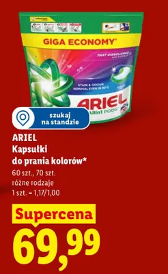Kapsułki do prania Ariel do kolorów promocja w Lidl