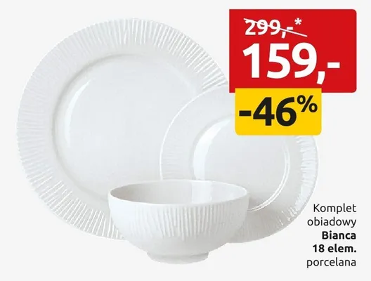 Komplet obiadowy Bianca 18 elem. porcelana promocja w Black Red White