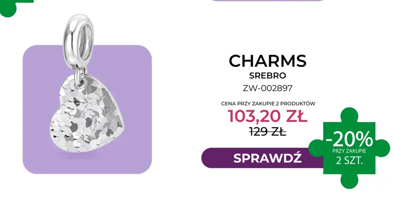 Charms srebro ZW-002897 Briju promocja w Briju