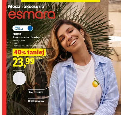 Koszula damska z bawełny Esmara promocja w Lidl
