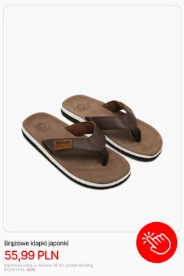 Klapki japonki Cropp brązowe promocja w Cropp