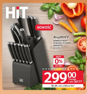 Komplet noży w bloku 13 części BergHOFF Graphite promocja w Selgros