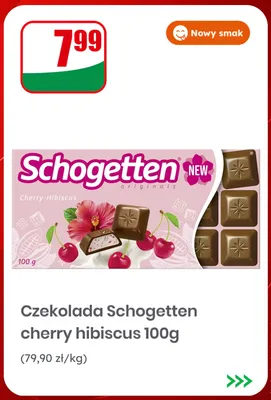 Czekolada Schogetten cherry hibiscus promocja w Dino