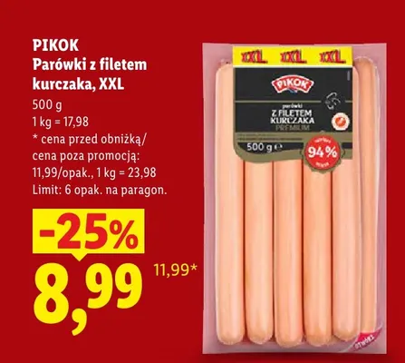 Parówki z filetem kurczaka XXL Pikok promocja w Lidl