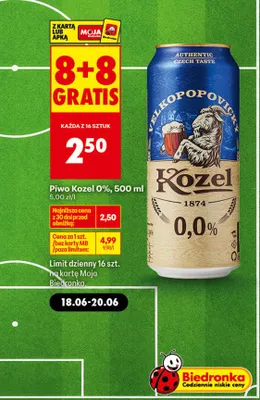 Piwo bezalkoholowe Kozel promocja w Biedronka