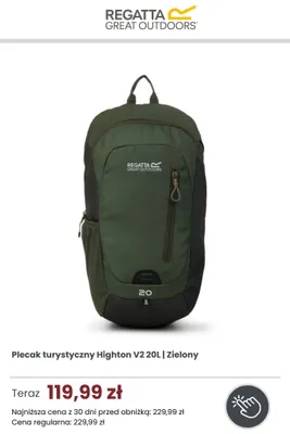 Plecak turystyczny Regatta Great Outdoors Highton V2 20 l Zielony promocja w Regatta