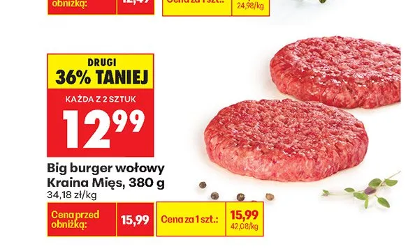Big burger wołowy Kraina Mięs promocja w Biedronka
