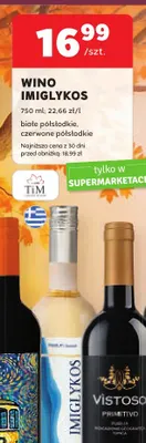 Wino czerwone półsłodkie Imiglykos promocja w Stokrotka