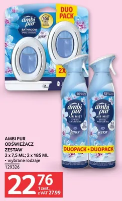Ambi Pur odświeżacz zestaw 2x75 ml, 2x185 ml wybrane rodzaje promocja w Selgros