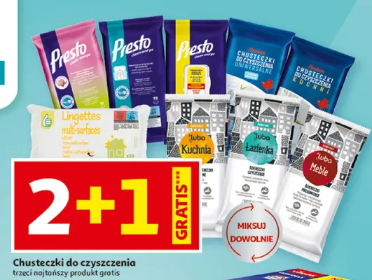 Chusteczki do czyszczenia, trzeci najtańszy produkt gratis promocja w Auchan