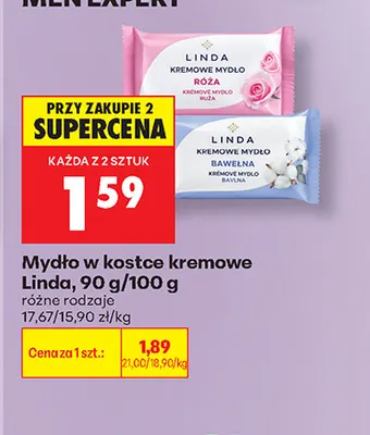 Mydło w kostce kremowe Linda bawełna promocja w Biedronka