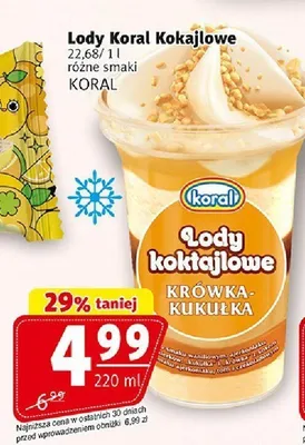 Lody koktajlowe Koral Krówka-Kukułka promocja w Prim Market