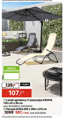 Leżak ogrodowy 2-pozycyjny KROMA 139x61x95cm Leroy Merlin promocja w Leroy Merlin
