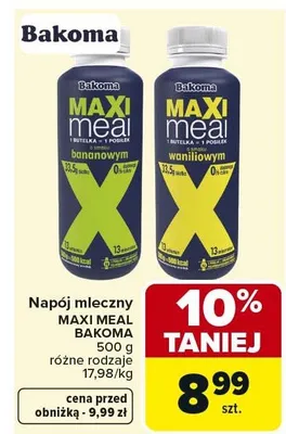 Napój mleczny Maxi Meal Bakoma różne rodzaje promocja w Carrefour