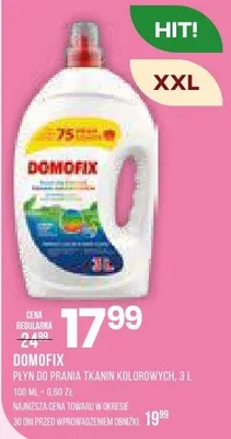 Płyn DOMOFIX Płyn do prania tkanin kolorowych, 3 l promocja w Drogerie Natura