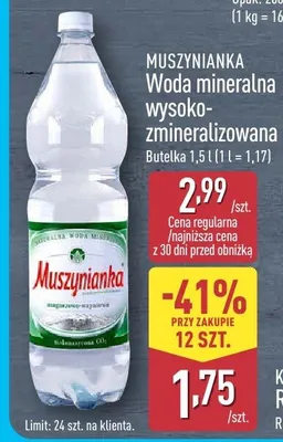 Woda mineralna wysoko-zmineralizowana promocja w Aldi