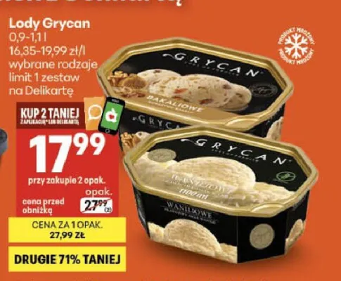 Lody Grycan bakaliowe promocja w Delikatesy Centrum