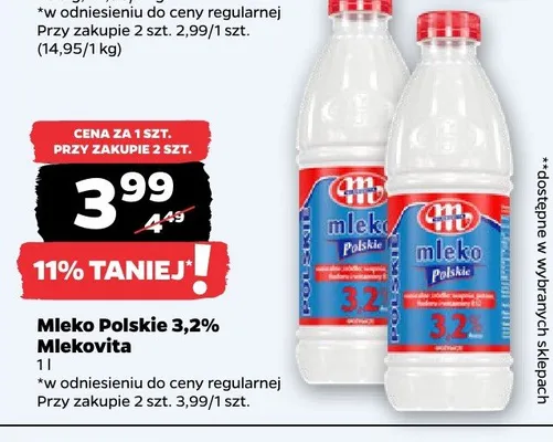 Mleko Polskie 3,2% Mlekovita promocja w Netto