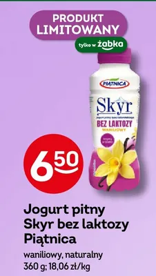Jogurt pitny Skyr bez laktozy Piątnica naturalny promocja w Żabka