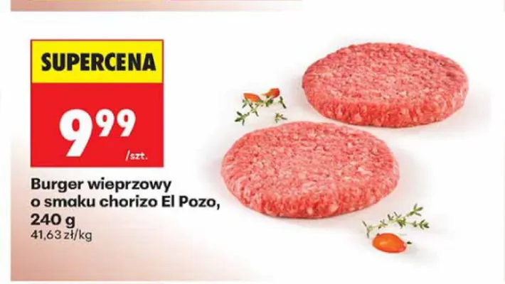 Burger wieprzowy o smaku chorizo El Pozo promocja w Biedronka