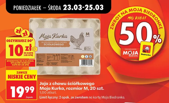 Jaja z chowu ściółkowego rozmiar M promocja w Biedronka