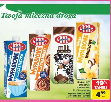 Mleko UHT smakowe Wypasione smak cynamonki promocja w Carrefour