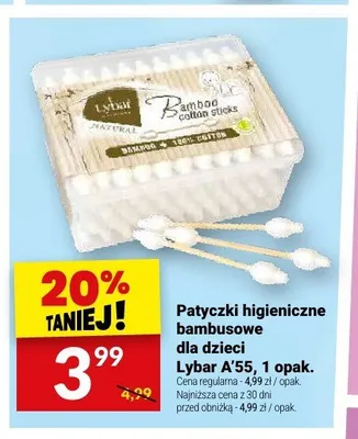 Patyczki higieniczne bambusowe dla dzieci Lybar promocja w Twój Market