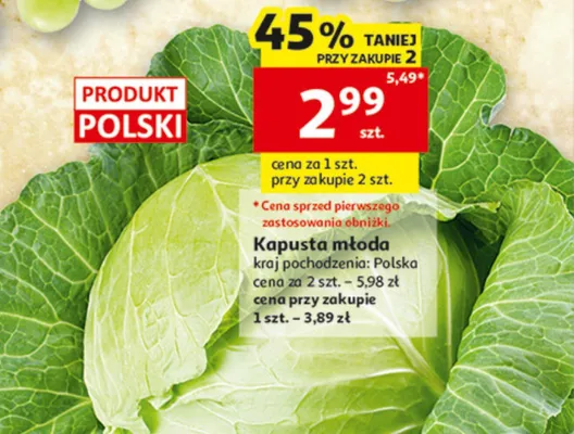 Kapusta młoda polska promocja w Auchan