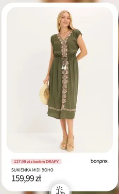 Sukienka midi boho bonprix promocja w bonprix